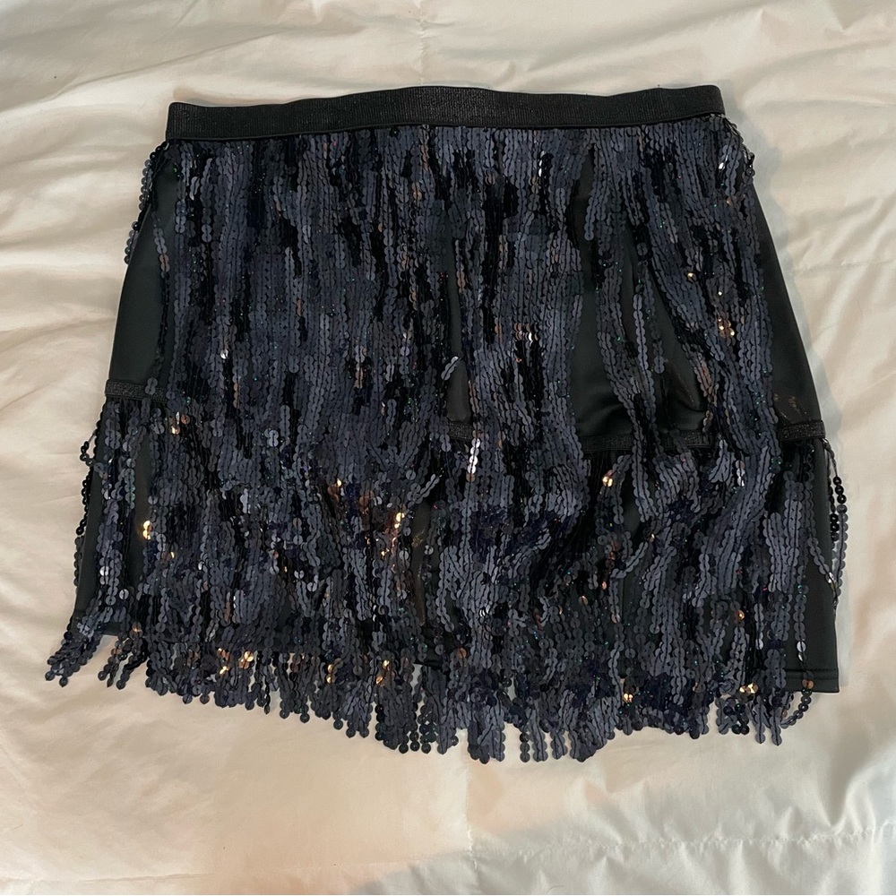 Black Sequin Mini Skirt